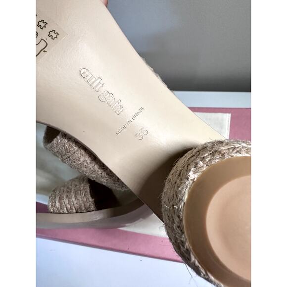 $428 Cult Gaia Jila Sandals Sphere Heel in Natural Open Toe Slide Style Sz 6 - Picture 5 of 9